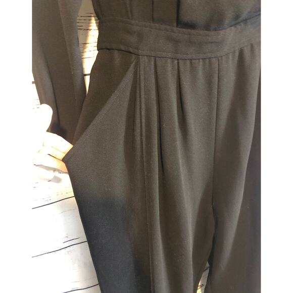 Vintage Regina Porter faux wrap V neck black Jumpsuit with pockets size 12 - Picture 6 of 12